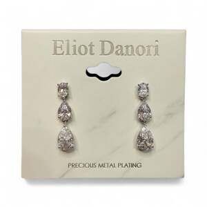 Eliot Danori Silver tone Drop Cubic Zirconia Earrings